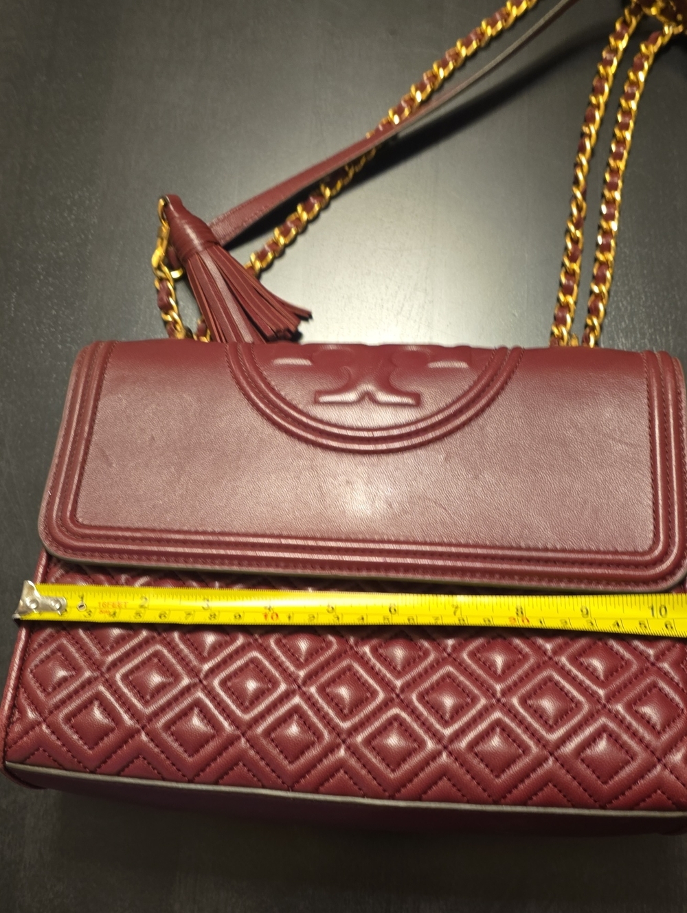 Tory Burch Quilted Leather Shoulder Bag in Deep Burgundy - Picture 13 of 15